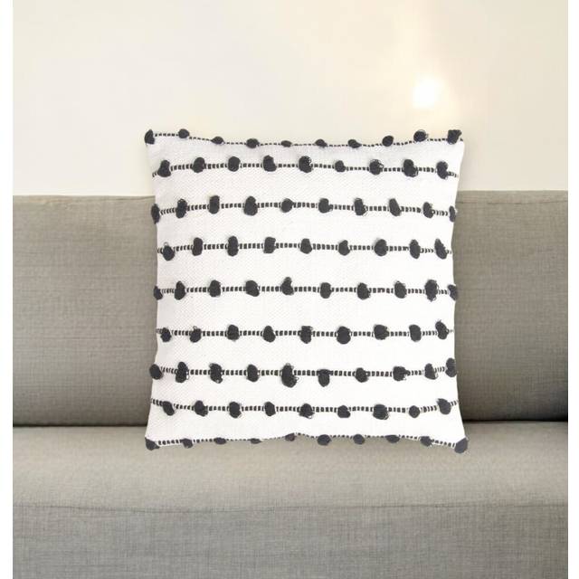 18 Black and White Striped Cotton Throw Pillow Cover