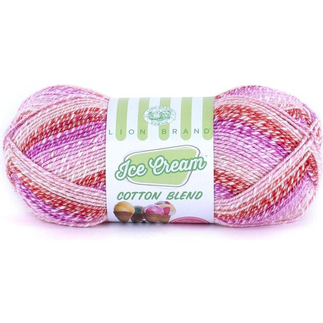 1 Skein Lion Brand Yarn Ice Cream Cotton Blend Yarn  Strawberry