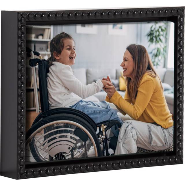 Kate and Laurel Custom Printed Framed Canvas Wall Art  10x8 Beaded Black  Sylvie Personal Canvas Print with Your Photos for Bedroom or Gallery Wall De