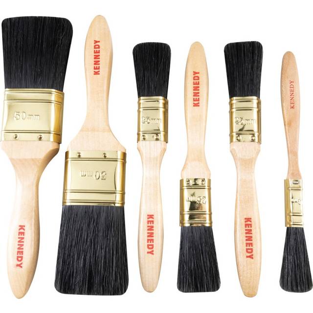 Kennedy-Pro Flat Paint Brush Set, Natural Bristle, Set of 6