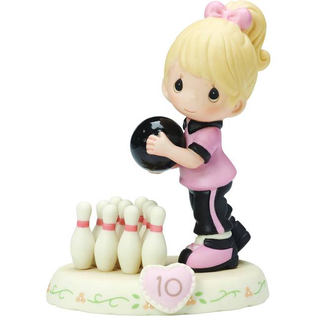 Precious Moments Growing in Grace Age 10 | Blonde Girl Bowling Bisque Porcelain Figurine | Birthday Gift | Birthday Collection | Room Decor & Gifts |