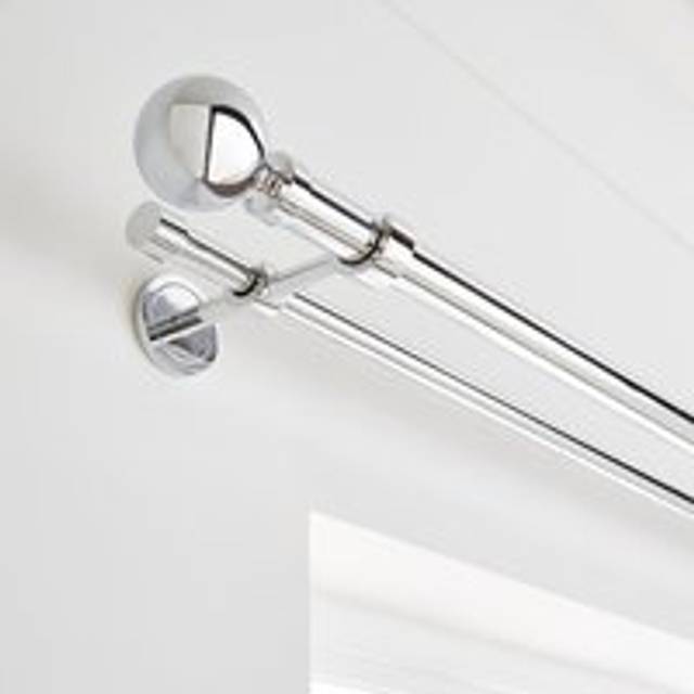 Ashton Double Layer Extendable Metal Curtain Pole - Chrome