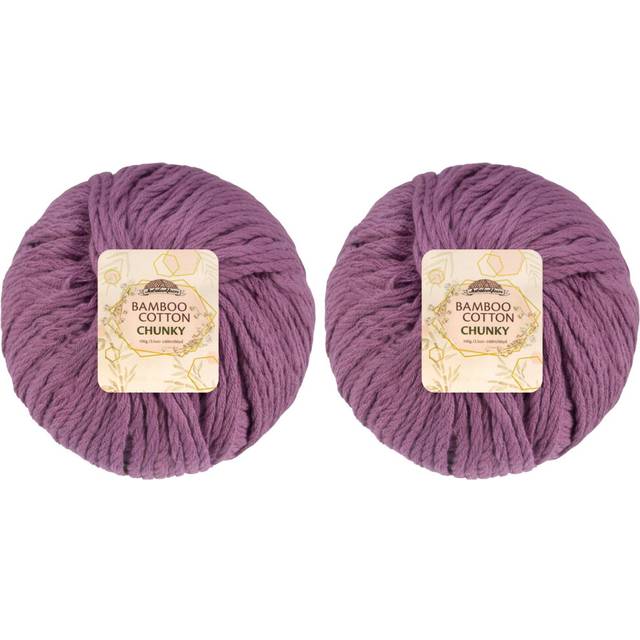 JubileeYarn Bamboo Cotton Chunky Yarn - 100g/Ball - Deep Purple - 2 Ba