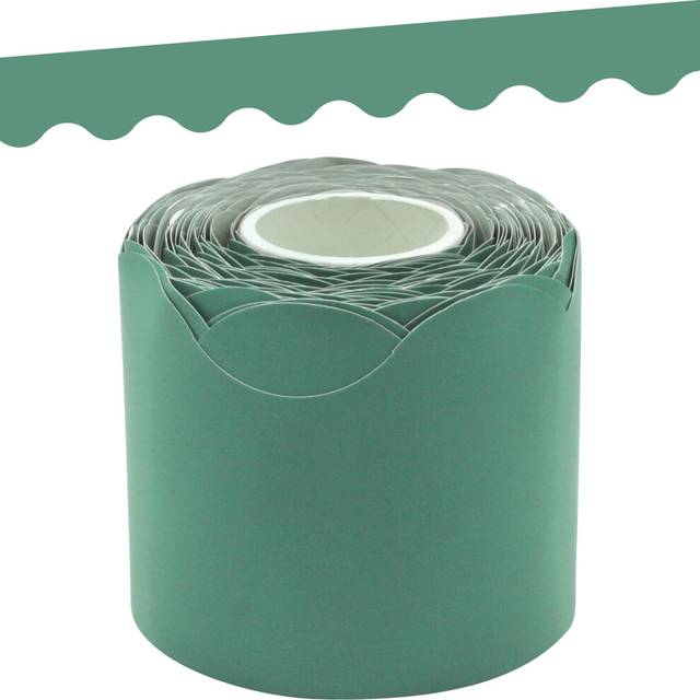 Teacher Created Resources Eucalyptus Green Scalloped Rolled Border Trim  50ft  Decorate Bulletin Boards  Walls  Desks  Windows  Doors  Lockers  School