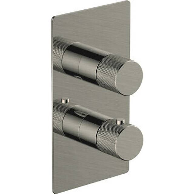 RAK Ceramics Amalfi Concealed 2 Handle Thermostatic Single Control Shower Valve | Brushed Nickel | Metal | 120mm x 220mm x 125mm