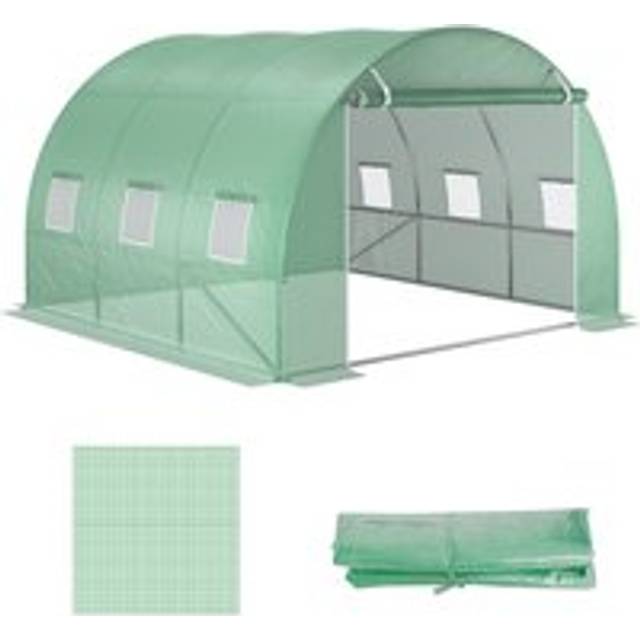 3m x 3m x 2m Greenhouse Replacement Cover ONLY Winter Garden Plant PE Cover for Tunnel Walk-in Greenhouse with Roll-up Windows Door Outdoor
