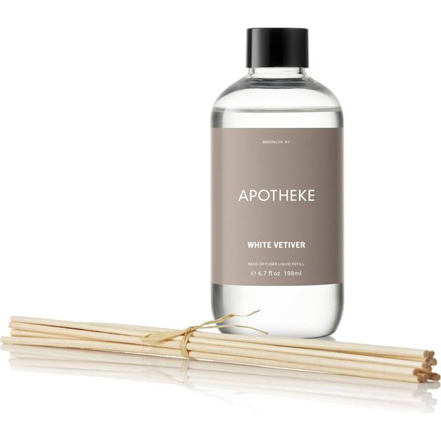 Apotheke Luxury Scented Oil Reed Diffuser Liquid Refill (White Vetiver)  Premium Home Fragrance Diffuser Refill Set with Sticks