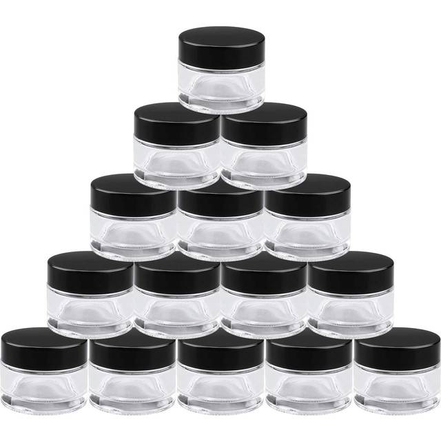 Encheng 15Pack of 2 oz Clear Round Glass Jars  with Inner Liners and Lids  Empty Cosmetic Containers Cream jars