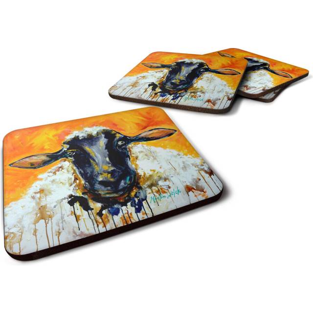 """""Caroline's Treasures MW1343FC Peach Wool Sheep Foam Set of 4 coasters  Multicolor"""""