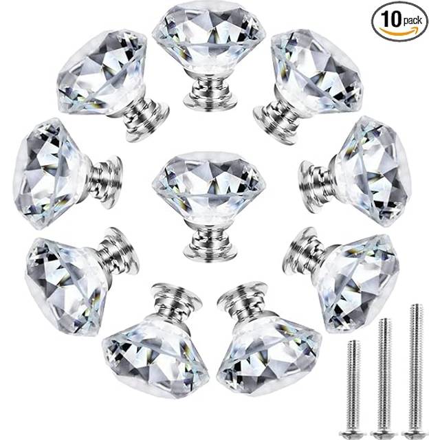 NORTHERN BROTHERS Dresser Knobs Drawer Knobs Crystal Knobs 30mm- Diamond Knobs Pull for Cabinets and Drawers Crystal Knobs for Dresser Drawers 10 Pack