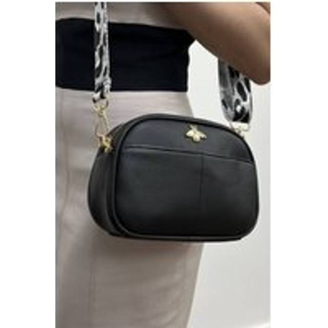 Womens Bee Embellished Rounded Crossbody Bag in Black - One Size