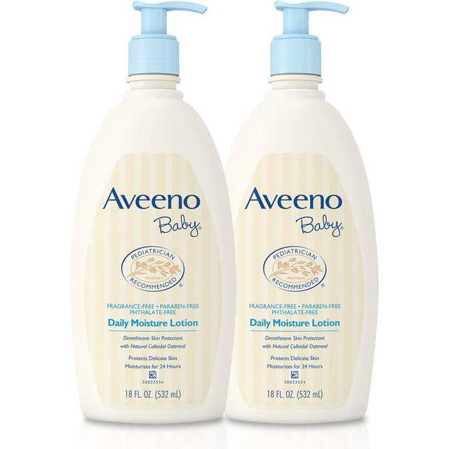 Aveeno Baby Daily Moisture Lotion with Oatmeal & Dimethicone  Fragrance-Free  18 fl. oz  Twin Pack