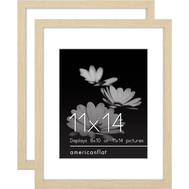 Americanflat 11x14 Picture Frame with Polished Plexiglass - Set of 2 - Use as 8x10 Frame with Mat or 11x14 Frame Without Mat - Galleria Collection - G