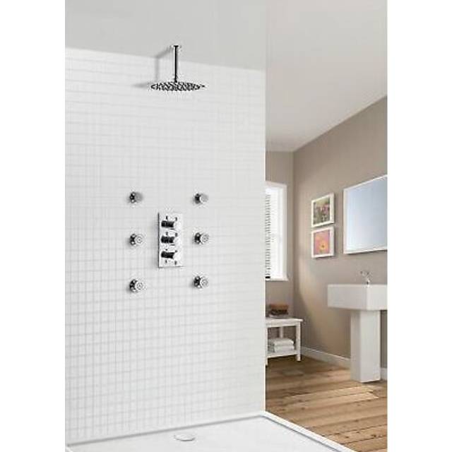 CALLA 2 WAY SLIM ROUND CEILING THERMOSTATIC CONCEALED BATHROOM SHOWER RAIL HEAD
