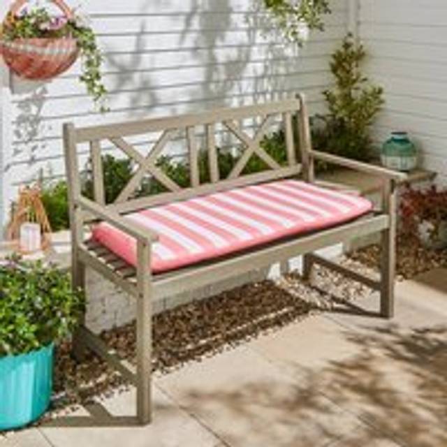 Striped Outdoor Bench Pad - Coral