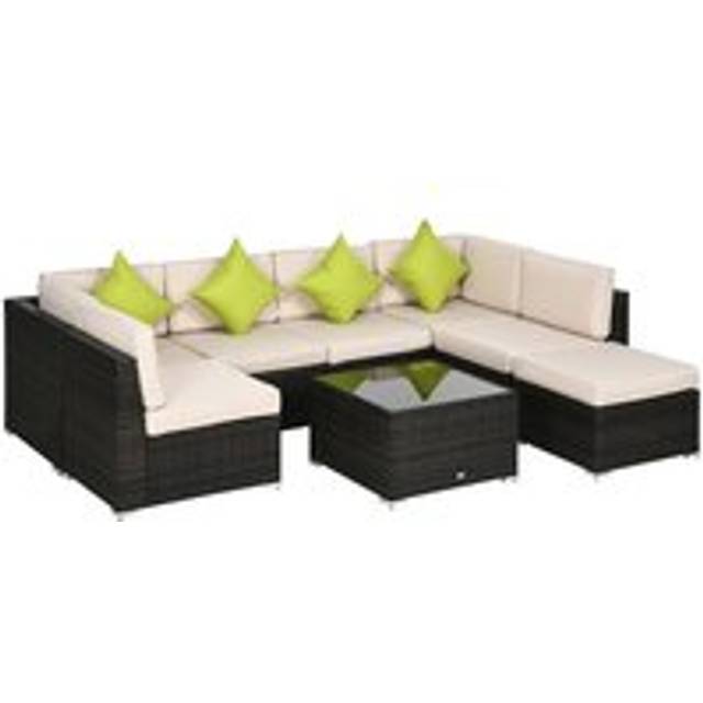 Outsunny 7-Seater PE Rattan Corner Sofa Set