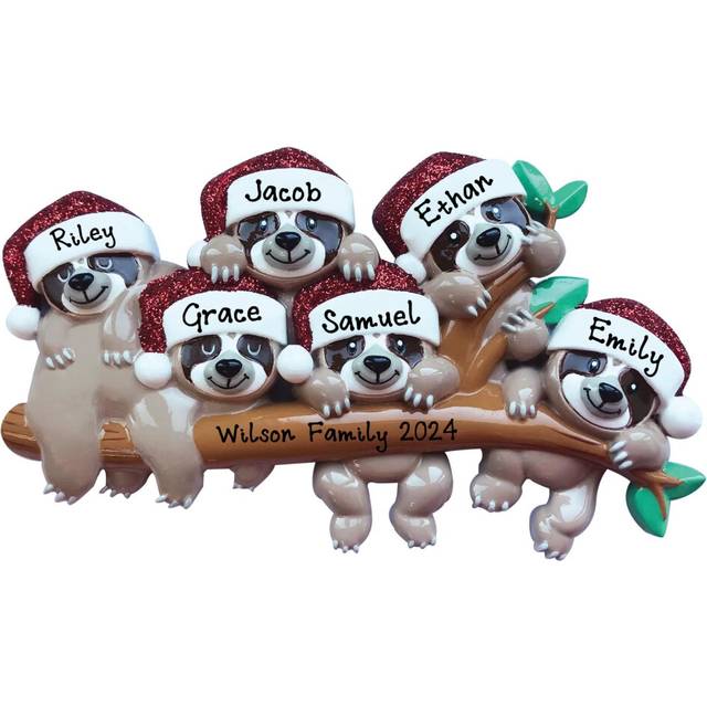 Personalized Ornament 2023 Sloth Family of 6 Customized Christmas Tree Decoration Hanging OrnamentFree Personalized (Family of 6)