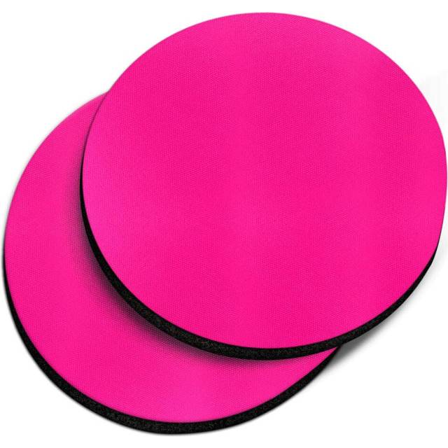 CARIBOU Coasters   Solid Hot Pink Design Absorbent ROUND Fabric Felt Neoprene Car Coasters for Drinks  2pcs Set