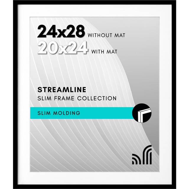 Americanflat 24x28 Picture Frame with Polished Plexiglass - Use as 20x24 Frame with Mat or 24x28 Frame Without Mat - Streamline Collection - Thin Phot