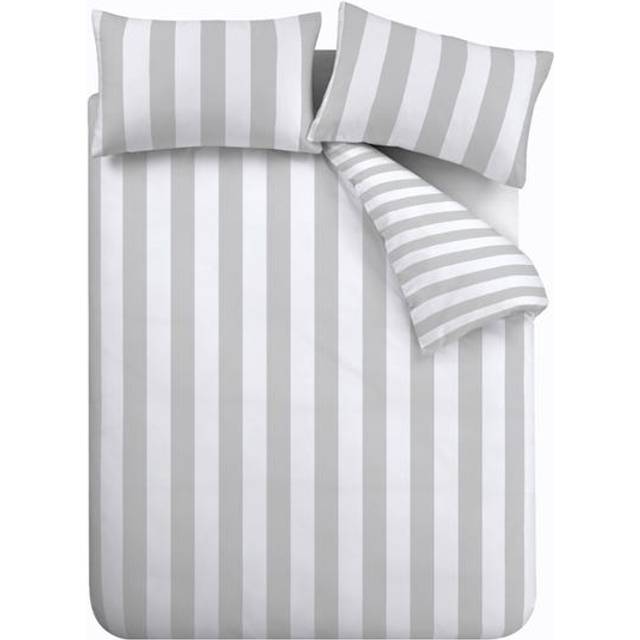 (King, Grey) Catherine Lansfield Cove Stripe Duvet Cover Set Bedding Bed Set Quilt Cover 3 Sizes 4 Colours