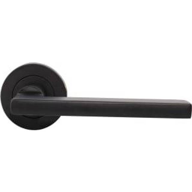Milan Matt Black Round Rose Door Handle - 1 Pair