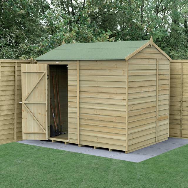 Forest 8x6 4Life Overlap Reverse Apex Shed - No Window (Installed)
