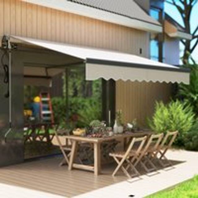 Outsunny 3 x 2.5m Electric Retractable Awning w/ Aluminium Frame - Beige - One Size