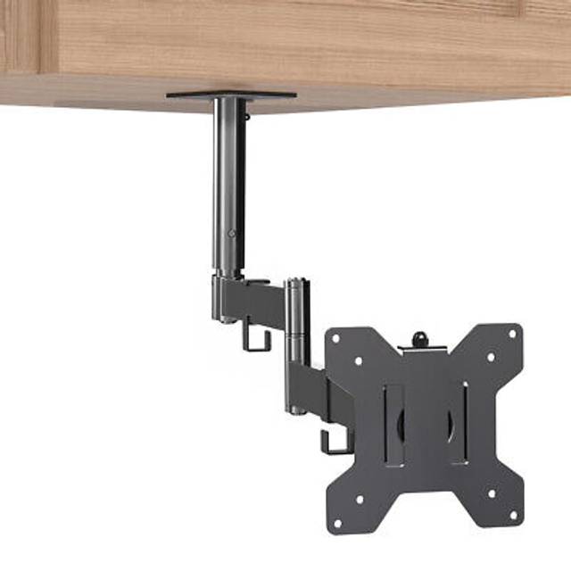 VIVO Under Cabinet Articulating 13 to 27 inch Single Monitor and Small TV Mount  Height Adjustable Long Extension Arm  Max VESA 100x100  Bla