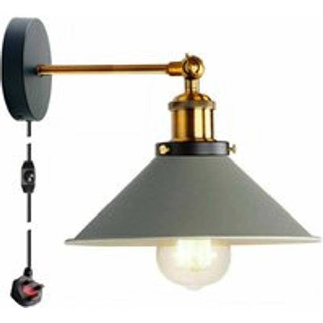 Vintage Metal Retro Modern Plug In Wall Sconce Light Fitting ~ 5368 - No - Grey