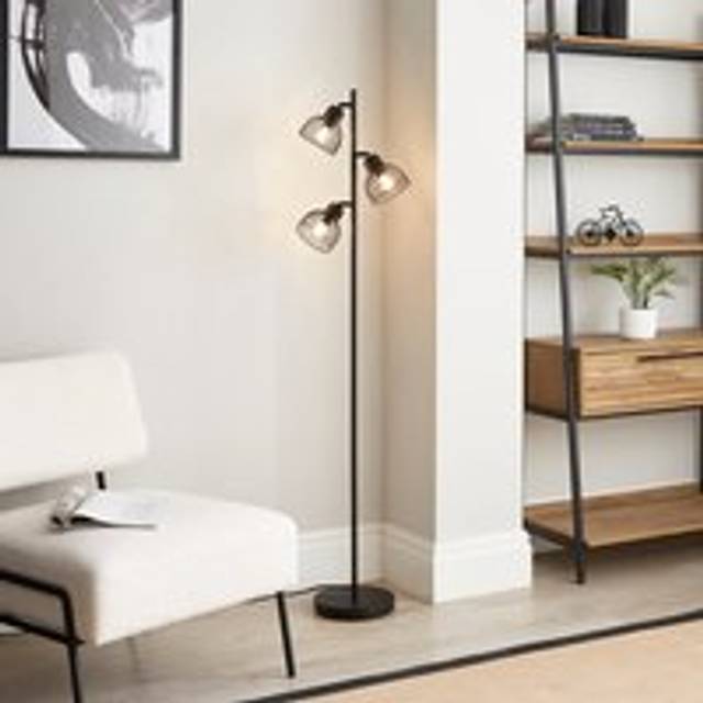Austin Industrial Adjustable 3 Light Floor Lamp - Black