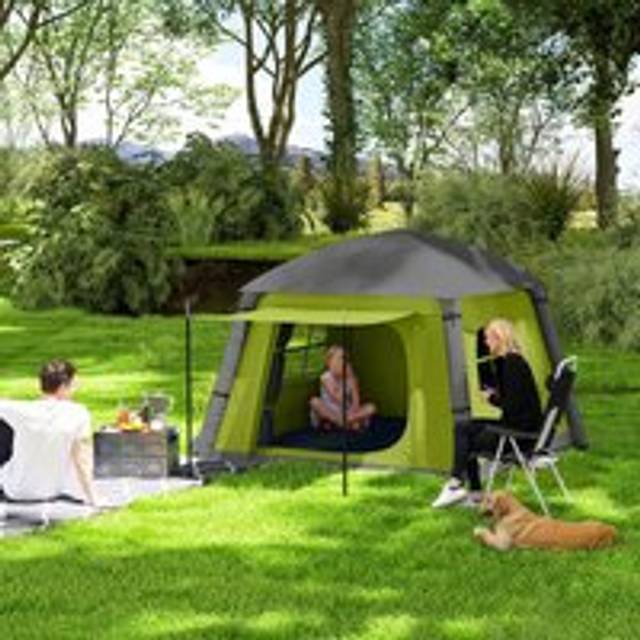 OUTSUNNY Inflatable Camping Tent, Easy Setup 2 Man Tent in Green
