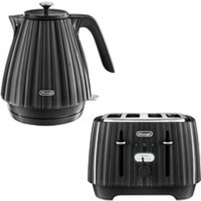 De'Longhi DLPK6 Ballerina Black 1.7L Kettle with 4 Slice Toaster - 4 Slice & 1.7L