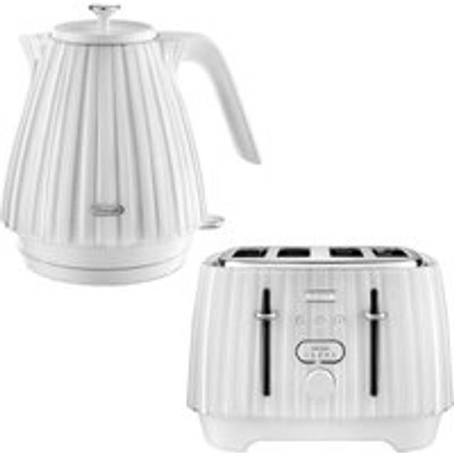 De'Longhi DLPK7 Ballerina White 1.7L Kettle with 4 Slice Toaster - 4 Slice & 1.7L