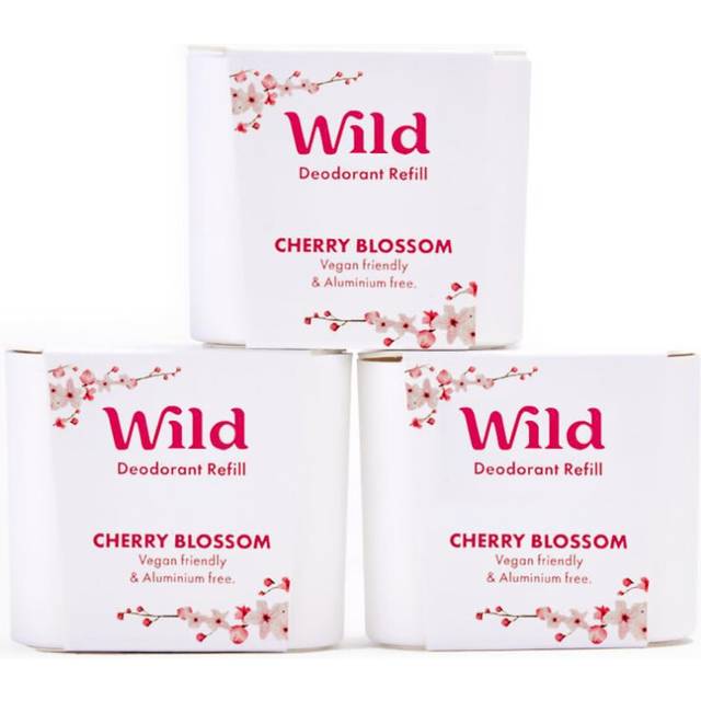 Wild - Cherry Blossom Refill Trio Pack - Natural Refillable Deodorant - Vegan & Eco-Friendly - Aluminium Free - Long Lasting Protection - 100% Natural