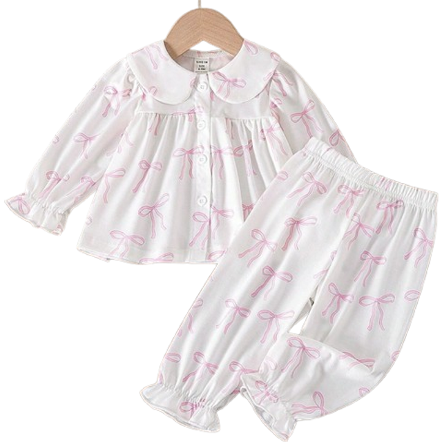 SHEIN 2pcs Baby Girls Cute Butterfly Print Casual Shirt + Pants Set