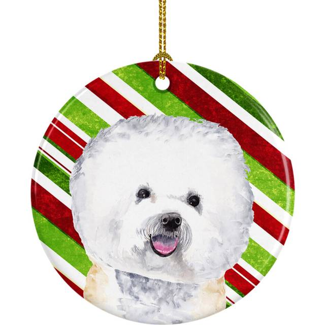 Caroline's Treasures SC9322CO1 Bichon Frise Candy Cane Holiday Christmas Ceramic Ornament Multicolor