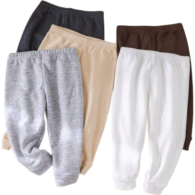 SHEIN 5pcs Baby Boys All-Match Thermal Lined Solid Color Leggings, Soft Comfortable Fabric, Suitable For Spring, Autumn, Winter, Casual Wear
