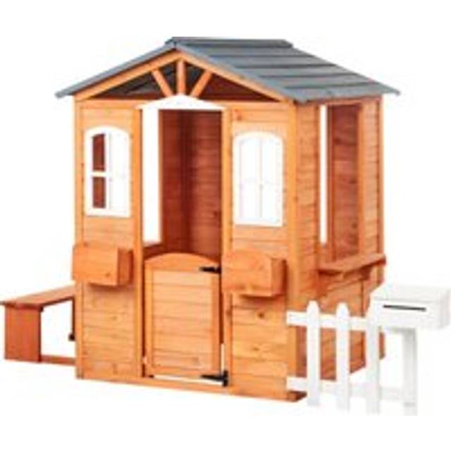 Beliani - Garden Children's Playhouse Wooden Wendy House with Bench and Post Box Light Wood Ampeliko