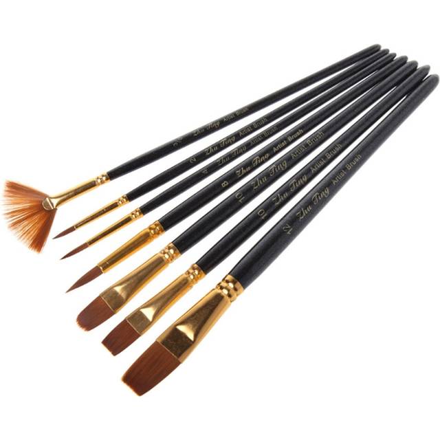 Different Shape Nylon Hair Paint Brush Artist Oil Watercolor Professional Supply K3KE