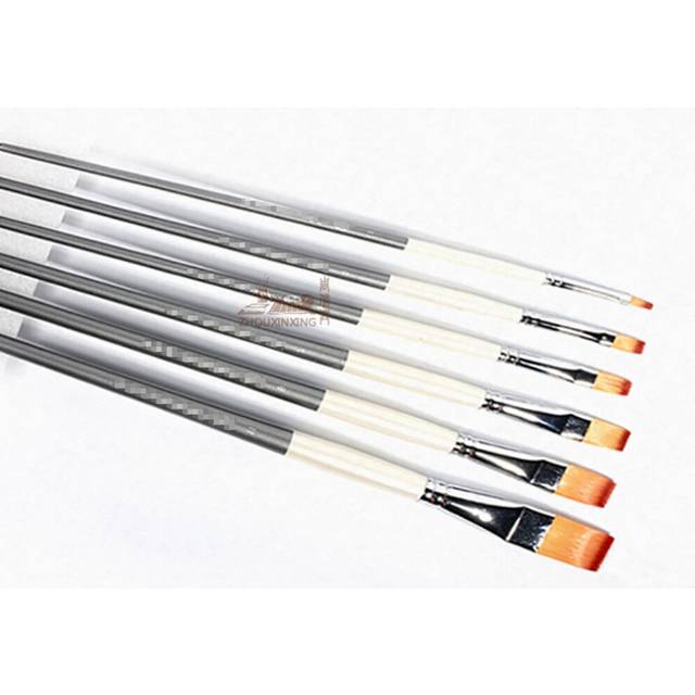 Weasels hair 6 pcs Set Scrub Wooden rod Pole Brushes Oil Paint Gouache Pen Acrylic Brush level head row pen Brush