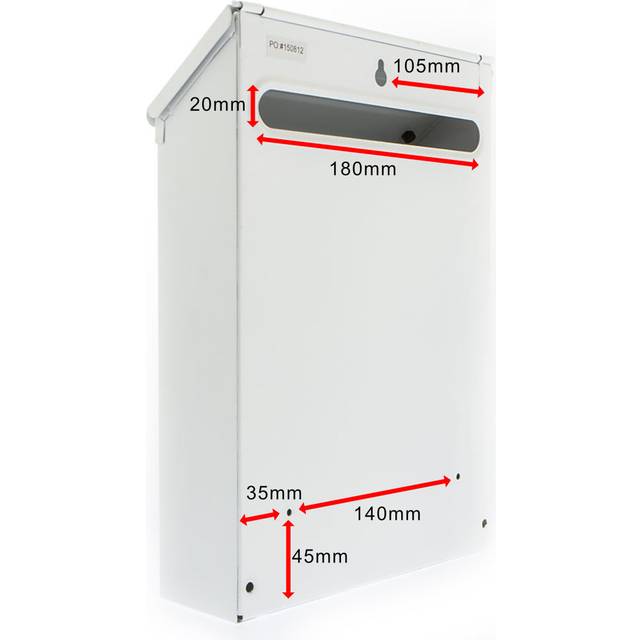 Avon Rear Entry Wall Mounted Galvanised Steel Lockable Weatherproof Post Box - 21x30x7cm - White (Large)