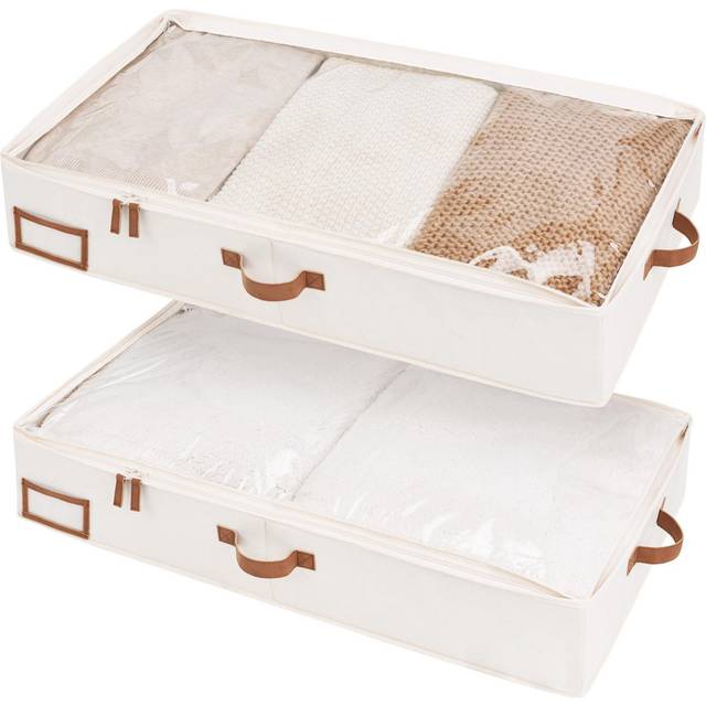 Ebern Designs Roshanda  Natural Fiber Underbed Storage - Ivory White (58.2L)