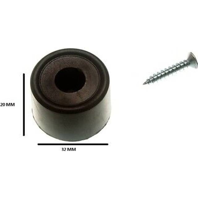Black Rubber Door Stop Stay Guard 32mm 1 1/4 Inch With Screws Pack Of 100