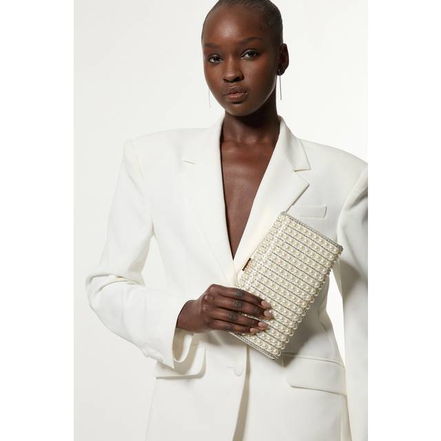 Pearl Embellished Clutch Bag - Ivory