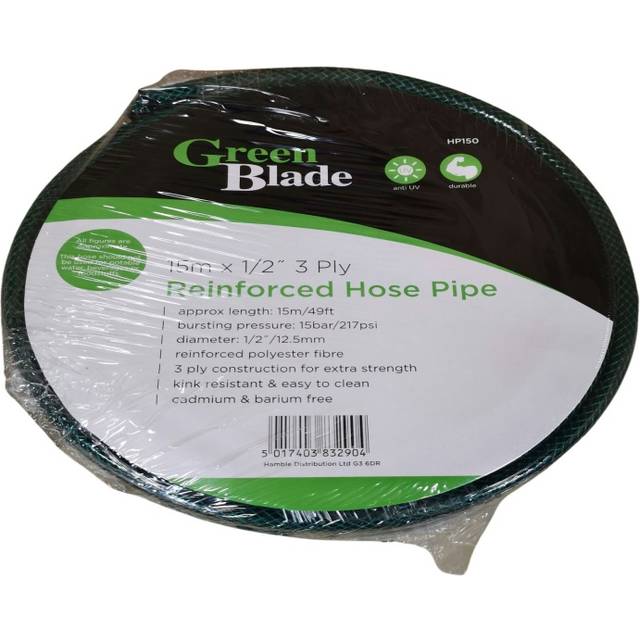 Samuel Alexander 15m Reinforced Garden Hose Pipe / Hosepipe in Green, Green