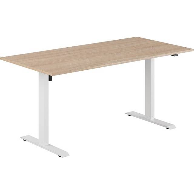 Höj och sänkbart skrivbord, 1-motorigt, vitt stativ, urban oak bordsskiva 160x80cm