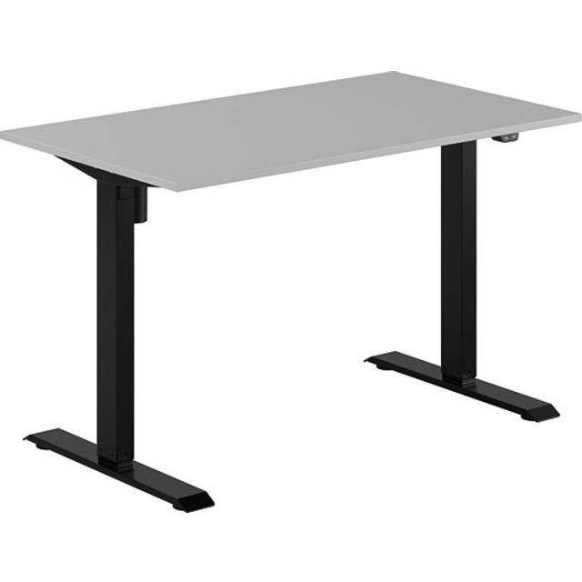 Höj och sänkbart skrivbord, 1-motorigt, svart stativ, grå bordsskiva 120x70cm