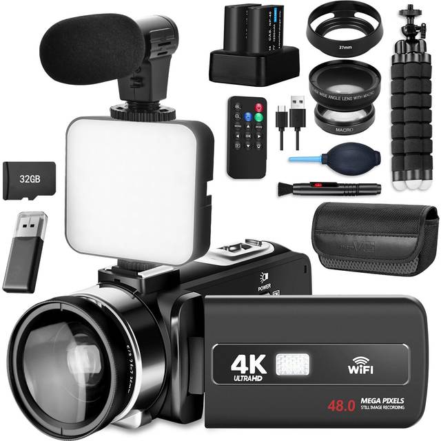 4k video camera camcorder 48mp 3'' touch screen vlogging youtube remote control