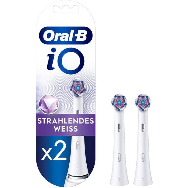 Oral-B iO Strålande vita borsthuvuden för elektrisk tandborste, 2 stycken, Oral-Bs bästa tandrengöring, tandborstfäste för Oral-B tandborstar
