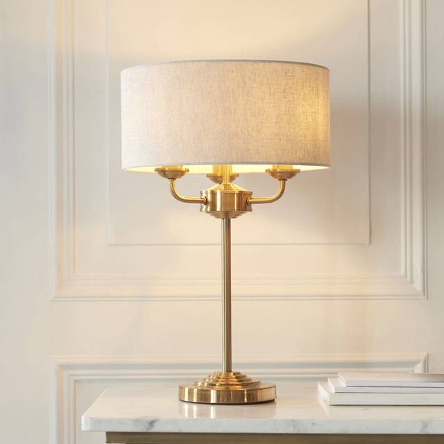 Vogue Sandringham Mid Century 3 Light Table Lamp - Gold